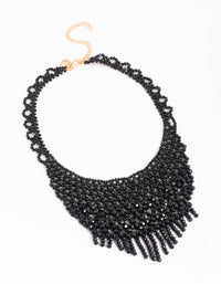 Matte Black Lace Tassel Collar Necklace - link has visual effect only