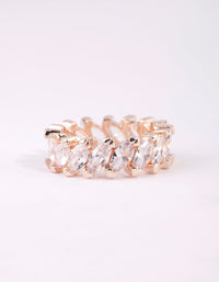 Rose Gold Navette Cubic Zirconia Diagonal Band Ring - link has visual effect only