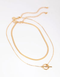 Gold Plated Snake & Fob Necklace Pack - link has visual effect only