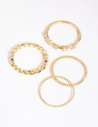Gold Plated Diamante Ring Pack - link has visual effect only