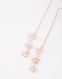 Rose Gold Pearl Thread Through Earrings - link has visual effect only