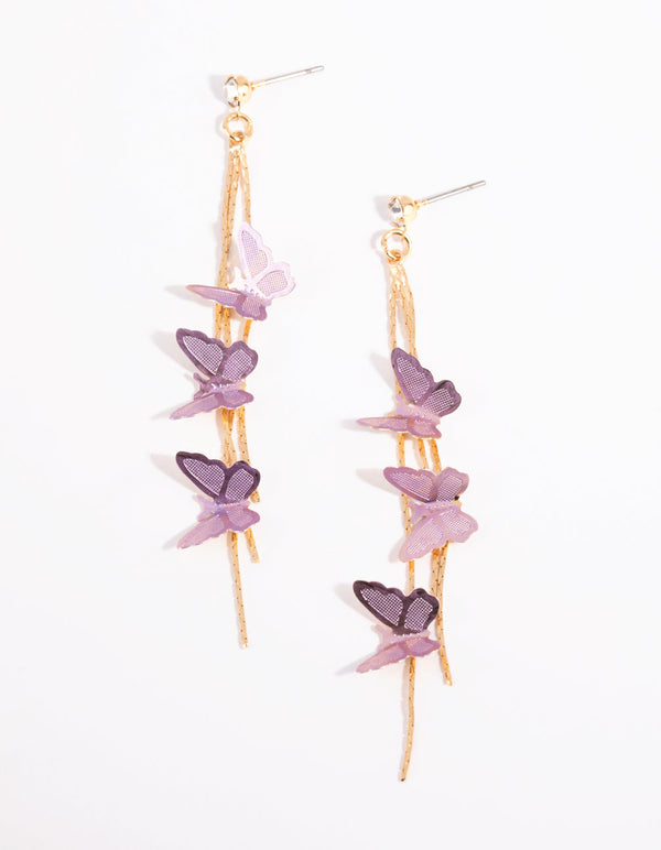 Lilac Butterfly Drop Earrings