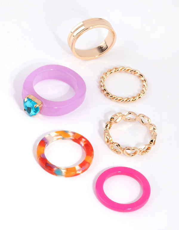 Multicoloured Acrylic Ring Pack