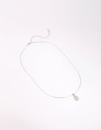 Silver Cubic Zirconia Teardrop Necklace & Earrings Set - link has visual effect only