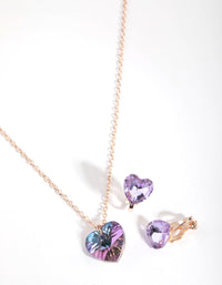 Kids Diamante & Heart Necklace & Earrings Set - link has visual effect only