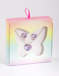Kids Diamante & Heart Necklace & Earrings Set - link has visual effect only