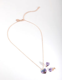 Kids Diamante & Heart Necklace & Earrings Set - link has visual effect only