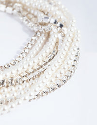 Silver Cup Chain Pearl Choker - link has visual effect only