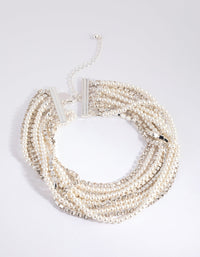 Silver Cup Chain Pearl Choker - link has visual effect only