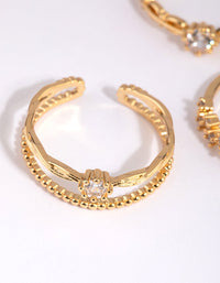 Gold Plated Ornate Ring Pack with Cubic Zirconia - link has visual effect only