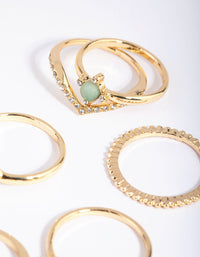Gold Plated Rings with Semi-Precious Stones 6-Pack - link has visual effect only