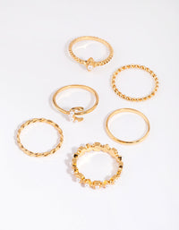Gold Plated Vintage Rings with Freshwater Pearls 6-Pack - link has visual effect only