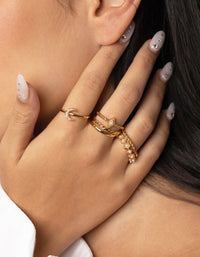 Gold Plated Vintage Rings with Freshwater Pearls 6-Pack - link has visual effect only