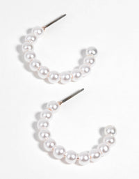Rose Gold Pearl Hoop Earrings - link has visual effect only