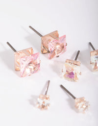 Rose Gold Diamante Stud Earring Pack - link has visual effect only