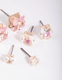 Rose Gold Diamante Stud Earring Pack - link has visual effect only