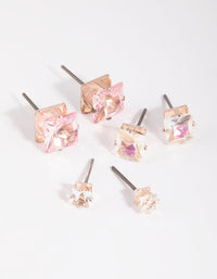 Rose Gold Diamante Stud Earring Pack - link has visual effect only