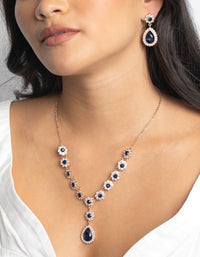 Rose Gold Diamante Flower Necklace & Earrings Set - link has visual effect only