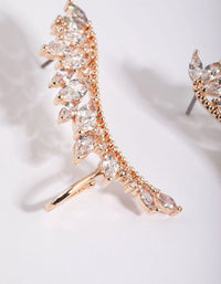 Rose Gold Cubic Zirconia Marquise Crawler Earrings - link has visual effect only