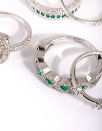 Emerald Cubic Zirconia Statement Ring 5-Pack - link has visual effect only