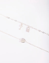 Silver Love & Lock Bracelet Set - link has visual effect only