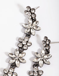 Gunmetal Flower Chain Drop Earrings - link has visual effect only