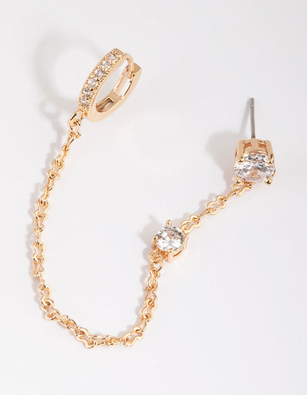 Gold Chain Stud & Huggie Earrings