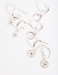 Silver Talisman Huggie Hoop Earring Pack - link has visual effect only