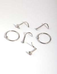 Surgical Steel Flower Nose Stud & Ring 6-Pack - link has visual effect only
