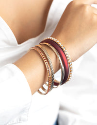 Red Pearlised Diamante Bracelet 5-Pack - link has visual effect only