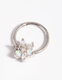 Surgical Steel Pretty Flower Clicker Ring - link has visual effect only