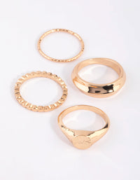 Gold Statement Signet Ring 4-Pack - link has visual effect only