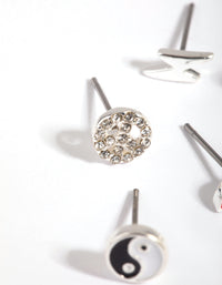Rhodium Novelty Charm Stud Earring Pack - link has visual effect only