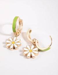 Lime Daisy Huggie Hoop Earrings - link has visual effect only