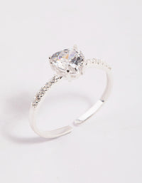 Sterling Silver Cubic Zirconia Heart Ring - link has visual effect only