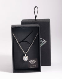 Rhodium Diamante Heart Necklace - link has visual effect only