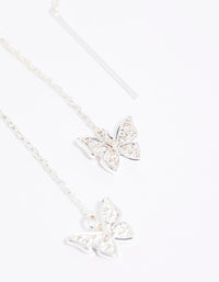 Silver Cubic Zirconia Butterfly Thread Through Earrings - link has visual effect only