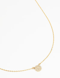 Gold Cubic Zirconia Pave Disc Necklace - link has visual effect only