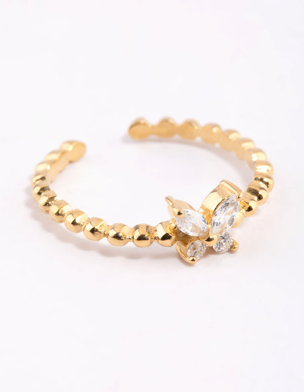 Gold Plated Sterling Silver Butterfly Ring