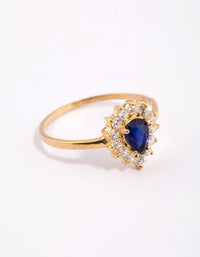 Gold Plated Sterling Silver Halo Pear Ring - link has visual effect only