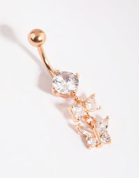 Rose Gold Plated Surgical Steel Cubic Zirconia Butterfly Belly Bar - link has visual effect only