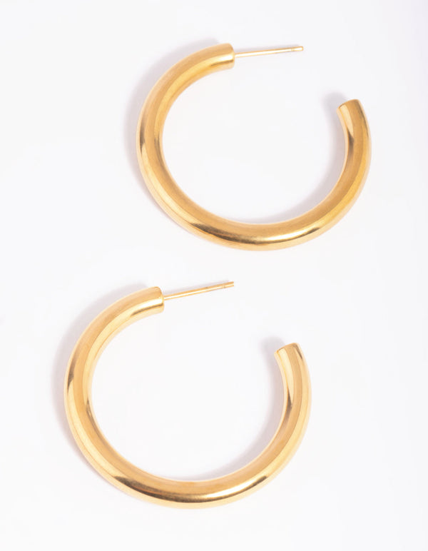 Gold Plated Stainless Steel Hoop Earrings - Lovisa