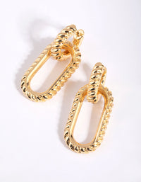 Gold Plated Oval Link Drop Earrings - link has visual effect only