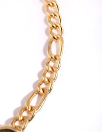Gold Plated Figaro Freshwater Pearl Necklace - link has visual effect only