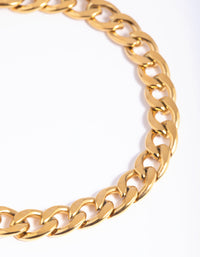 Gold Plated Surgical Steel Curb Chain Bracelet - link has visual effect only