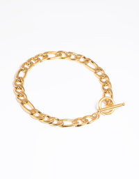 Gold Plated Surgical Steel Figaro Fob Bracelet - link has visual effect only