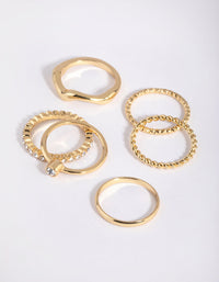 Gold Plated Molten Diamante Ring Pack - link has visual effect only