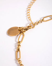Gold Plated Surgical Steel Oval Link Anklet - link has visual effect only