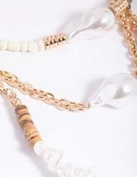 Gold Pearl Fob Layered Necklace - link has visual effect only