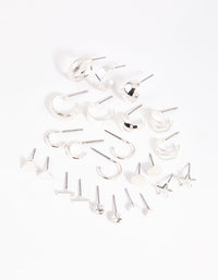 Silver Geometric Stud and Hoop Pack - link has visual effect only